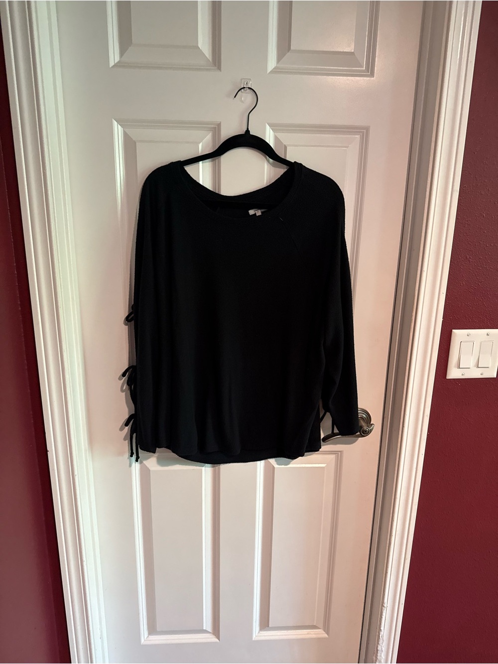 Maurices Black Tie-Sleeve Pullover Sweatshirt